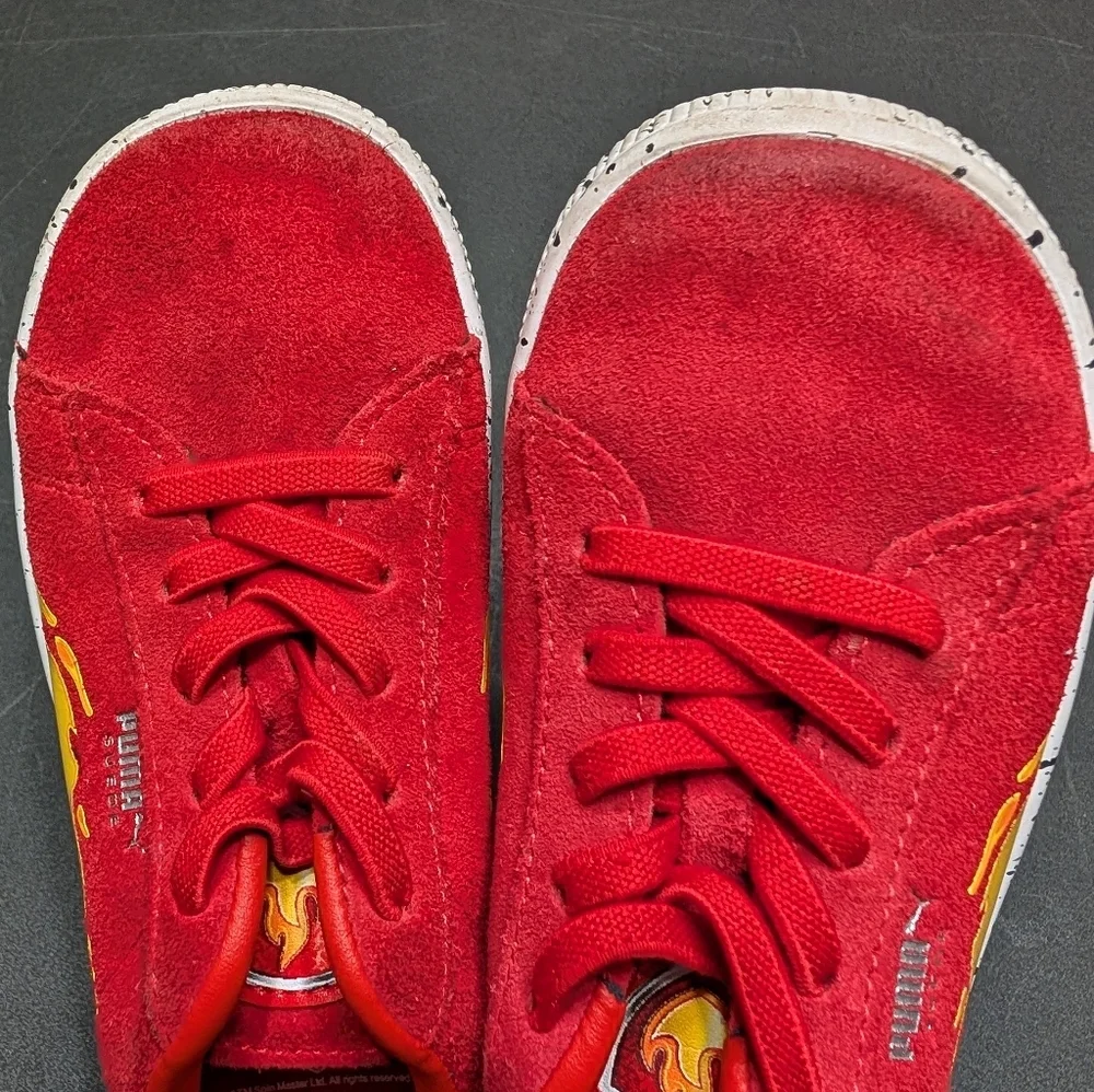 Puma High Risk Red AC INF Suede Paw‎ Patrol Flame Design Sneakers Kids Size 10C